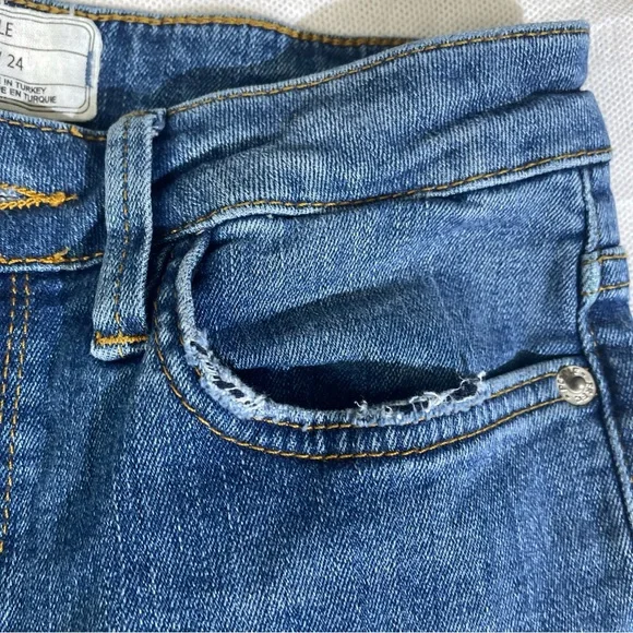 FP Free People Skinny Jeans Women's Size W24 Blue Mid Rise Medium Wash 5-Pocket - Picture 8 of 14